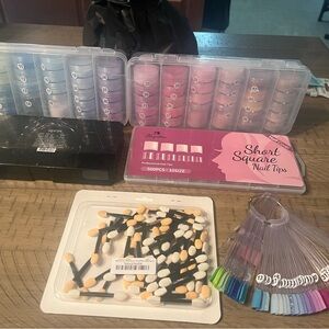 Dip Powder Nail Art Supplies Set with Tips and Brushes